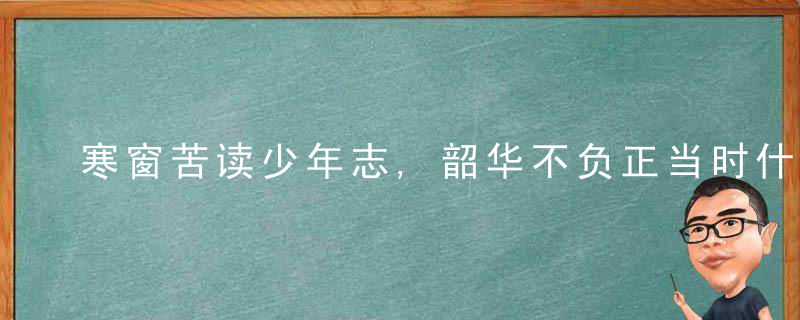 寒窗苦读少年志,韶华不负正当时什么意思