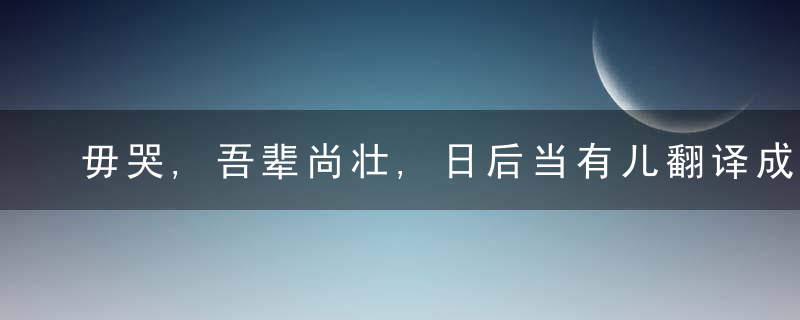 毋哭,吾辈尚壮,日后当有儿翻译成现代汉语